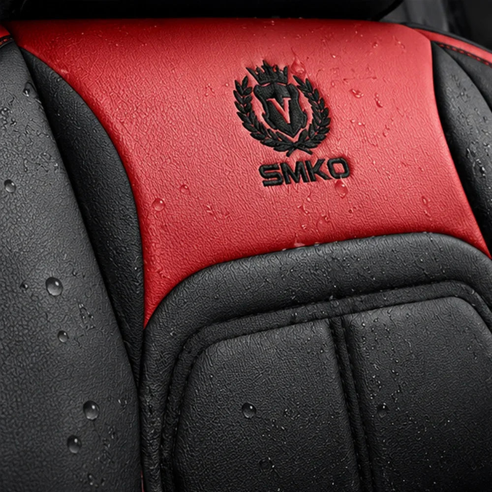 Kit Completo de Capas para Banco de Carro Velox em Couro Legítimo Universal 5 Lugares Com Airbag + Tapetes e Capa de Volante