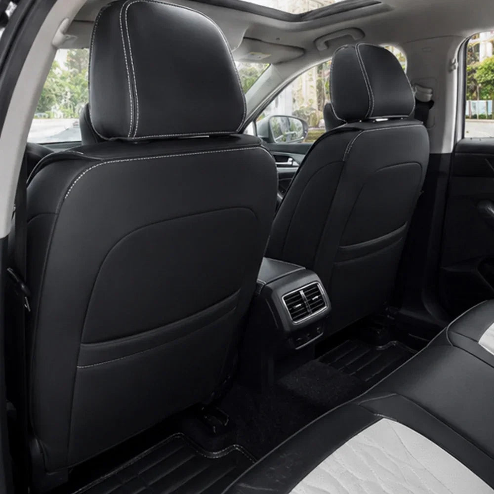 Kit Completo de Capas para Banco de Carro Domani em Couro Legítimo Universal 5 Lugares Com Airbag + Tapetes e Capa de Volante