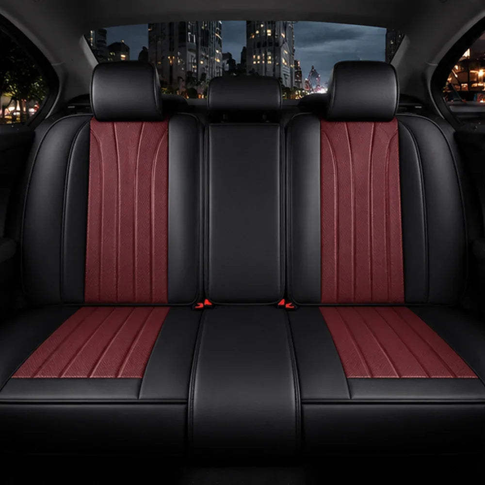 Kit Completo de Capas para Banco de Carro Protecar em Couro Legítimo Universal 5 Lugares Com Airbag + Tapetes e Capa de Volante