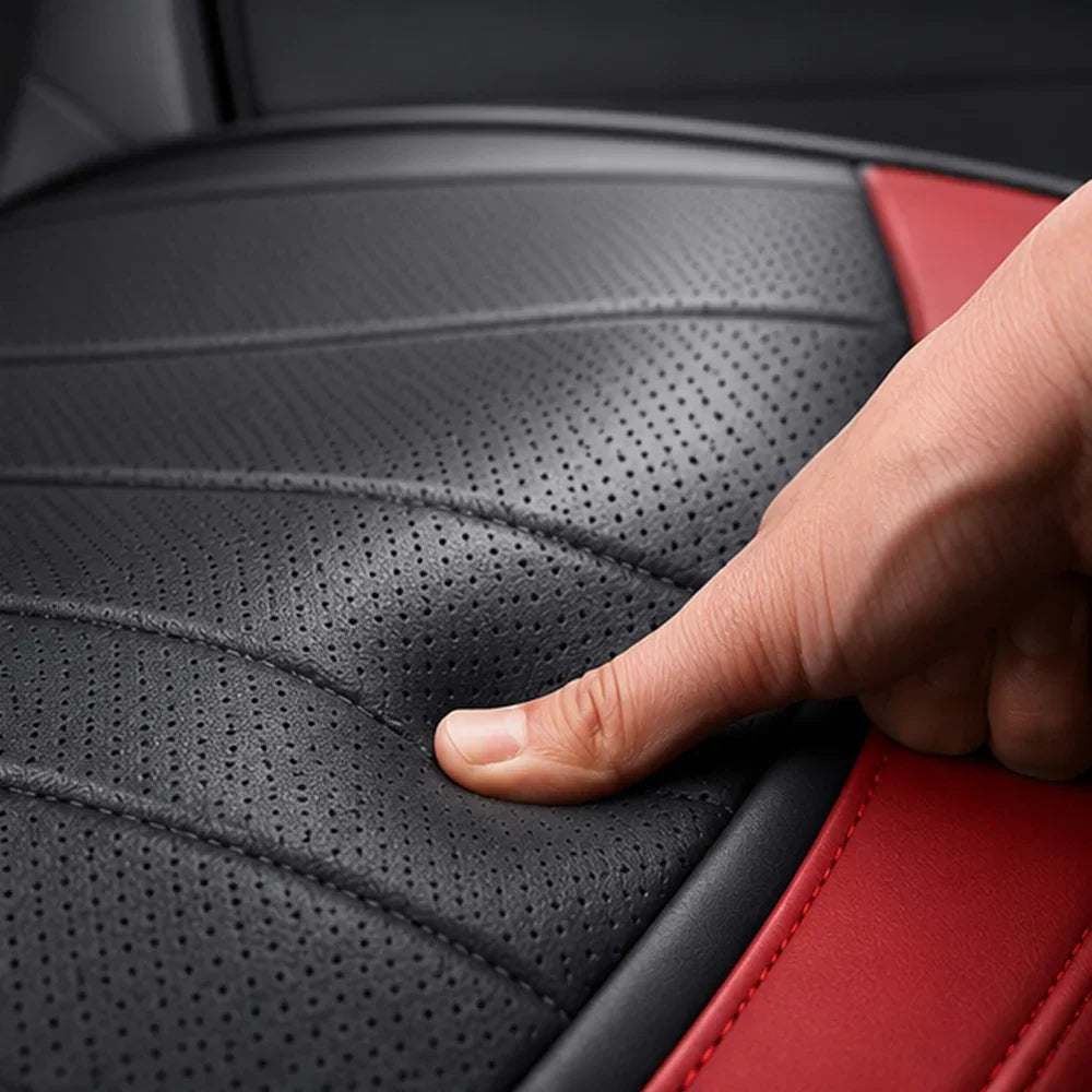 Kit Completo de Capas para Banco de Carro Protecar em Couro Legítimo Universal 5 Lugares Com Airbag + Tapetes e Capa de Volante