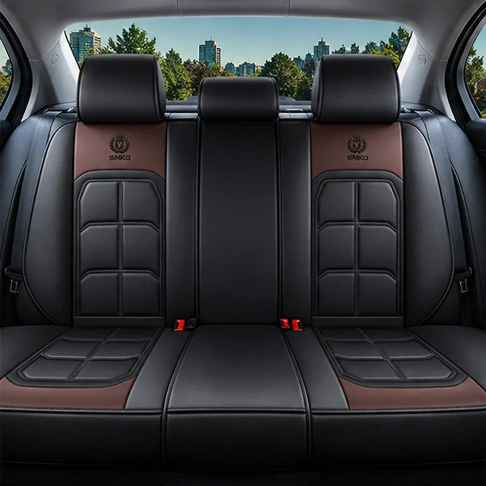 Kit Completo de Capas para Banco de Carro Velox em Couro Legítimo Universal 5 Lugares Com Airbag + Tapetes e Capa de Volante