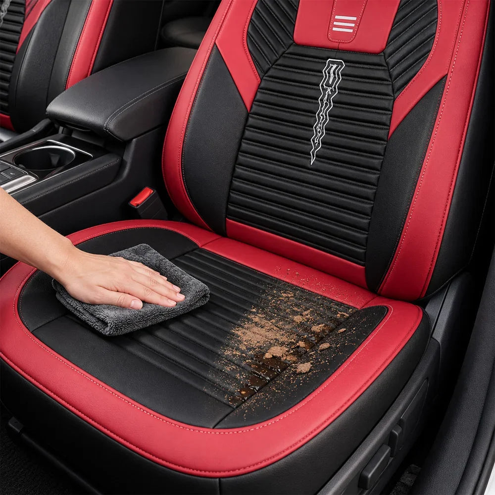 Kit Completo de Capas para Banco de Carro Cobrix em Couro Legítimo Universal 5 Lugares Com Airbag + Tapetes e Capa de Volante