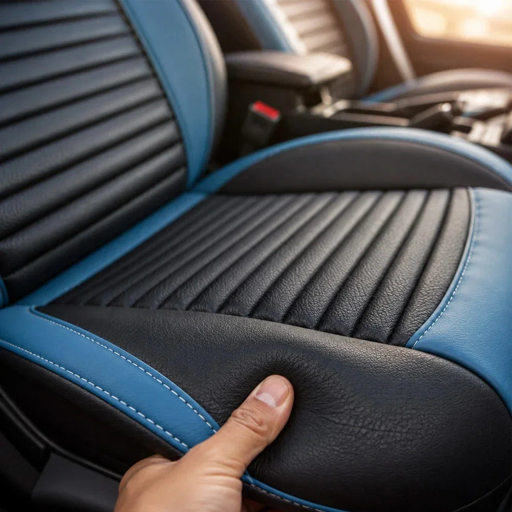 Kit Completo de Capas para Banco de Carro Cobrix em Couro Legítimo Universal 5 Lugares Com Airbag + Tapetes e Capa de Volante